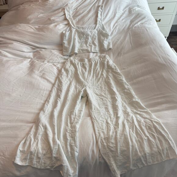 Show Me Your Mumu Kick Back Pants & Cara Crop Top Set White Size M - Picture 5 of 8